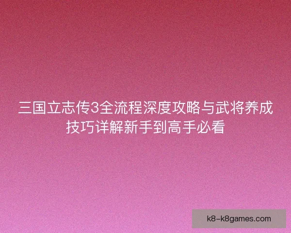 三国立志传3全流程深度攻略与武将养成技巧详解新手到高手必看